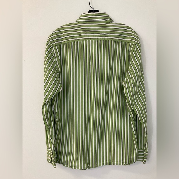 AMERICAN EAGLE Men’s Vintage Green Striped 100% Cotton Button Front Shirt, sz LG - Picture 3 of 10